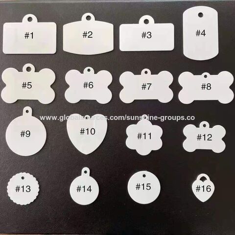 Plaque d'identification pour chien en métal avec revêtement de sublimation personnalisé, plaque en métal pour impression recto verso, étiquette pour animaux de compagnie, plaques d'identification pour chien de sublimation