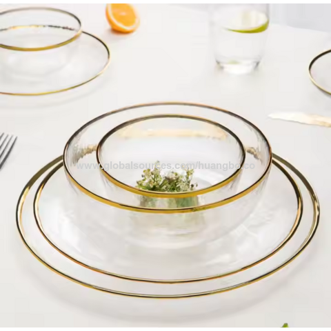 Conjunto de louças de vidro de luxo estilo nórdico por atacado: pratos e tigelas para jantar, envio rápido, uso doméstico e restaurante, coleção de cristais elegante