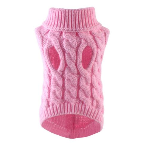 Suéter para mascotas de punto trenzado de color sólido para otoño e invierno a la moda