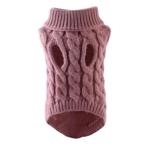 Suéter para mascotas de punto trenzado de color sólido para otoño e invierno a la moda
