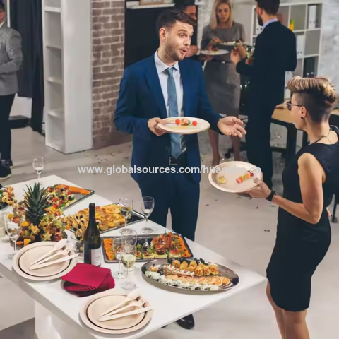 Einweglöffel- und Gabelset mit Serviette und Besteckset, Party-Pappteller aus Zuckerrohrfaser, Einweggeschirr