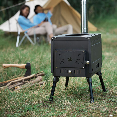 Poêle à Bois Pliant En Acier Inoxydable – Camping, Randonnée, Pique-nique – 10x10x12,7 Cm