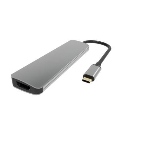 Adaptador Hub USB-C 6 en 1 con HDMI, lector de tarjetas TF/SD y alimentación para MacBook
