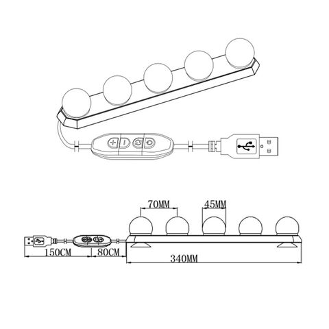 Lumières de Miroir, Kit de Lumières de Miroir Style Hollywood avec 14 Ampoules LED Dimmables