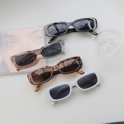 Gafas de sol de moda, gafas de sol rectangulares para mujer, gafas de conducción retro, moda vintage de los 90