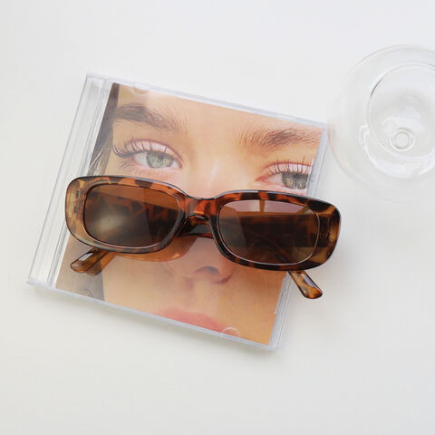 Gafas de sol de moda, gafas de sol rectangulares para mujer, gafas de conducción retro, moda vintage de los 90