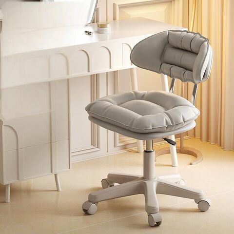 Taburete Rodante con Respaldo, Silla Giratoria para Oficina en Casa, Cojín de Asiento Engrosado, Altura Ajustable
