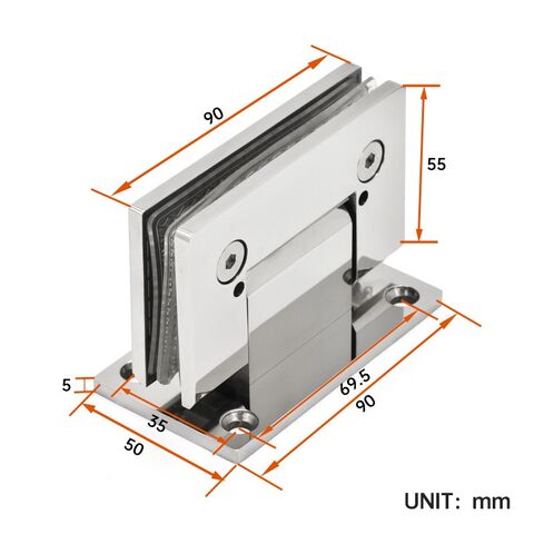 Charnières de porte en verre à amortisseur à 135 degrés en acier inoxydable moulé robuste de haute qualité, nouveau style, pinces de porte en verre