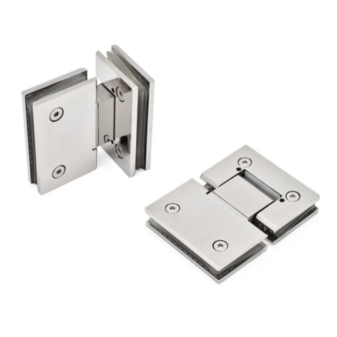 Charnières de porte en verre à amortisseur à 135 degrés en acier inoxydable moulé robuste de haute qualité, nouveau style, pinces de porte en verre