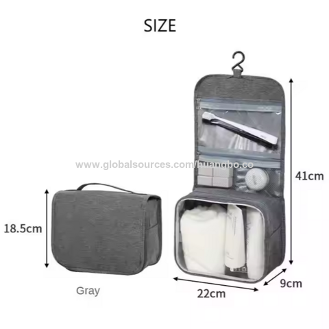 Tas Kosmetik Travel Anti Air Kapasitas Besar Desain Gantung, Tas Perlengkapan Mandi Penyimpanan Poliester Portabel Tas Makeup Wanita Grosir