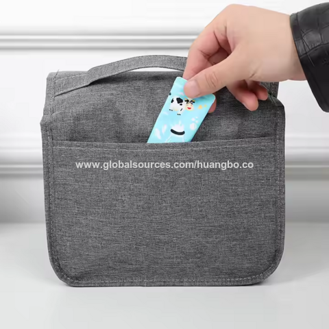 Tas Kosmetik Travel Anti Air Kapasitas Besar Desain Gantung, Tas Perlengkapan Mandi Penyimpanan Poliester Portabel Tas Makeup Wanita Grosir