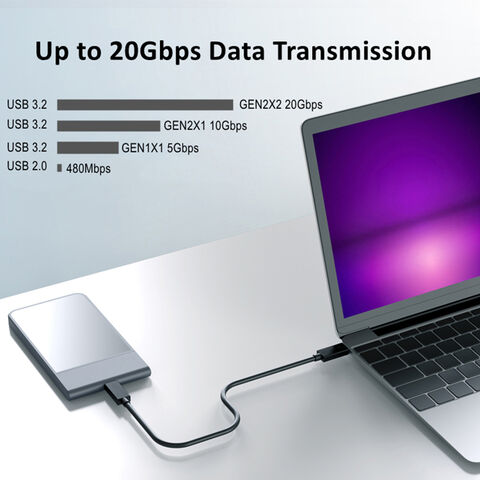 Cable de Datos USB Tipo C OEM, 0.3M/0.5M, Corto, 3.2 Gen2, 20Gbps, 4K 60Hz, 240W 5A para Discos Duros de Alta Velocidad