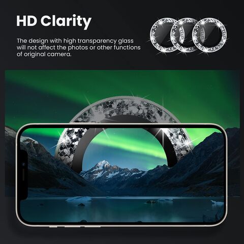 Protetor de Lente de Câmera de Vidro Temperado 9H com Anel de Metal para iPhone 13/14/15/16