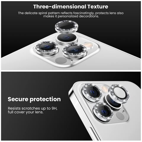 Protetor de Lente de Câmera de Vidro Temperado 9H com Anel de Metal para iPhone 13/14/15/16