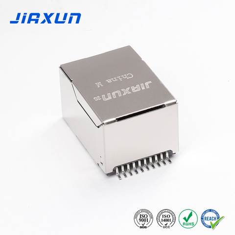 1xN 2xN Conector Magjack Hembra de Puerto Ethernet RJ45 de Alta Velocidad, Montaje Vertical SMT de Perfil Bajo 10p8c 8p8c para PCB