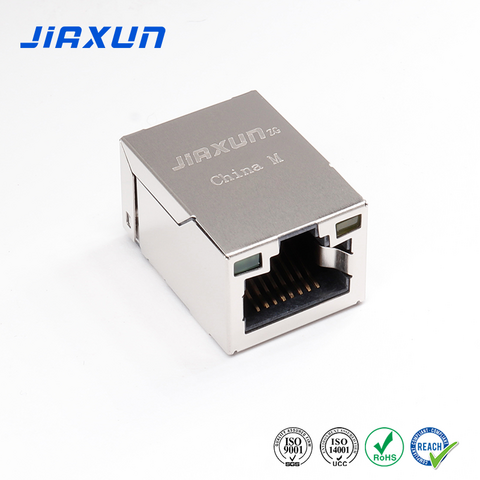 1xN 2xN Conector Magjack Hembra de Puerto Ethernet RJ45 de Alta Velocidad, Montaje Vertical SMT de Perfil Bajo 10p8c 8p8c para PCB