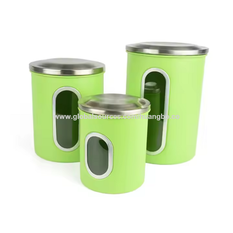 Novo conjunto de recipientes herméticos de aço inoxidável para armazenamento de alimentos com certificação BSCI, recipientes de cozinha multifuncionais para chá, café e açúcar