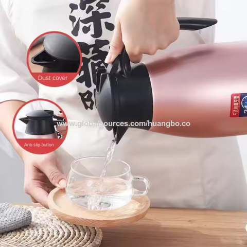 Garrafa Térmica de Aço Inoxidável 304 de Grande Capacidade com Dispensador de Pressão para Água Quente, Uso Doméstico e Estudantil - Venda por Atacado
