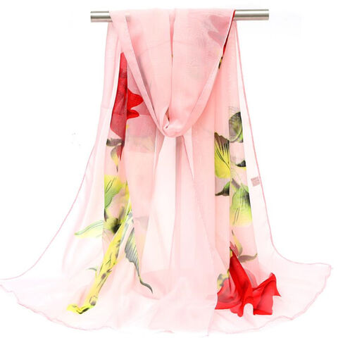 Großhandel neue lange Chiffon bedruckte dünne Seidenschals