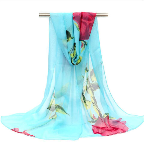 Großhandel neue lange Chiffon bedruckte dünne Seidenschals