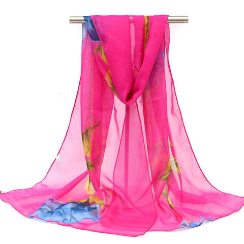 Großhandel neue lange Chiffon bedruckte dünne Seidenschals