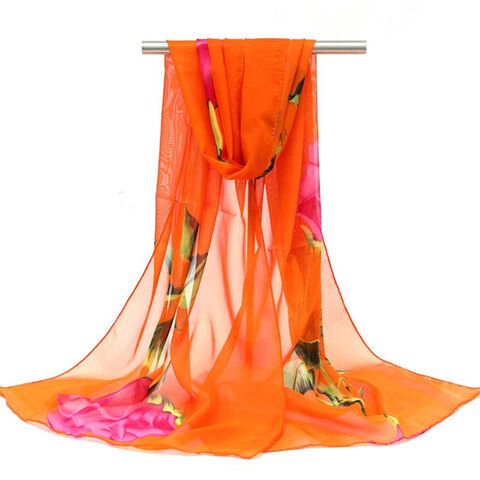 Großhandel neue lange Chiffon bedruckte dünne Seidenschals