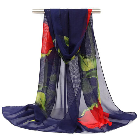Großhandel neue lange Chiffon bedruckte dünne Seidenschals