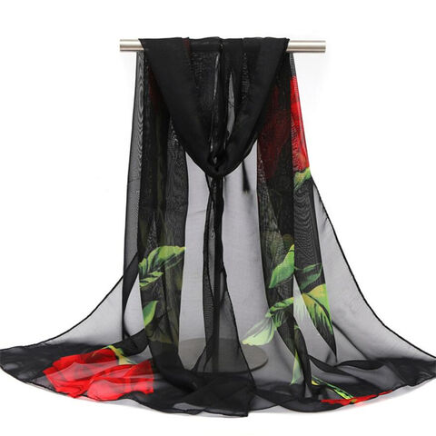 Großhandel neue lange Chiffon bedruckte dünne Seidenschals