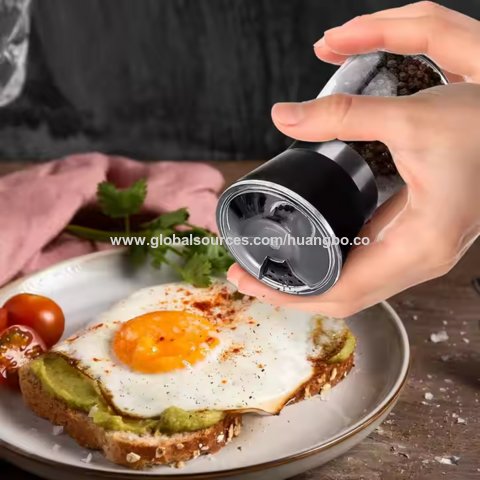 Großhandel Himalaya-Salz Gewürzflasche Glas Manuelle Mühlen Gewürzstreuer und schwarzer Pfeffermühle Satz