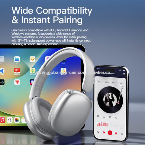 Fone de ouvido Bluetooth sem fio over-ear de alta demanda com fone de ouvido com controle de volume para computador/celular