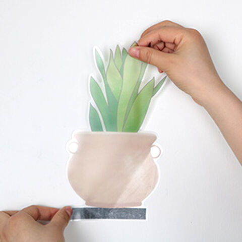Vinilos Decorativos de Pared con Plantas Verdes en Maceta y Hojas, Mural de Pared de Hojas para Decoración de Dormitorios - Adhesivos Decorativos para Pared al por Mayor