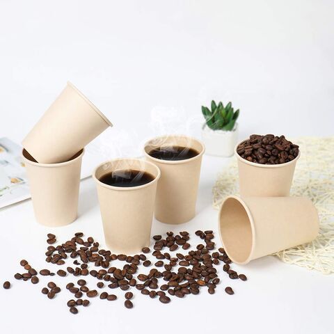Einwegbecher für Heißgetränke, Kaffee, Tee, hellbraunes Papier, Bambusfaser