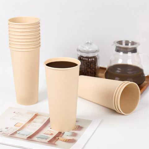 Einwegbecher für Heißgetränke, Kaffee, Tee, hellbraunes Papier, Bambusfaser