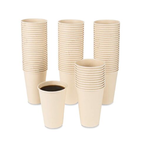 Einwegbecher für Heißgetränke, Kaffee, Tee, hellbraunes Papier, Bambusfaser
