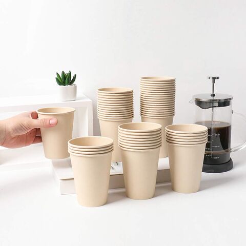 Einwegbecher für Heißgetränke, Kaffee, Tee, hellbraunes Papier, Bambusfaser