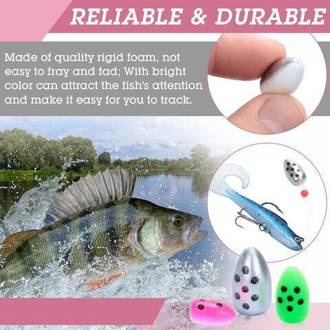 Boias de pesca de espuma de material durável e cores frescas para truta, bagre e walleye, 60 unidades
