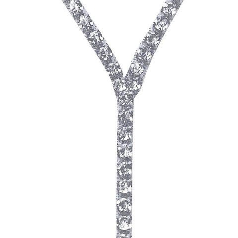 Kalung Choker Rumbai Berlian Imitasi 2 Potongan Kerah Lebar Multi-Layer