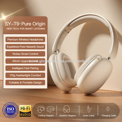 Fone de ouvido Bluetooth sem fio over-ear de alta demanda com fone de ouvido com controle de volume para computador/celular