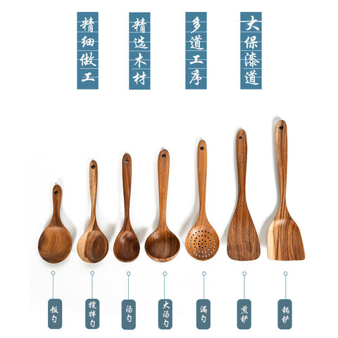 Wooden Spoons For Cooking 7-pack - Bamboo Kitchen Tools