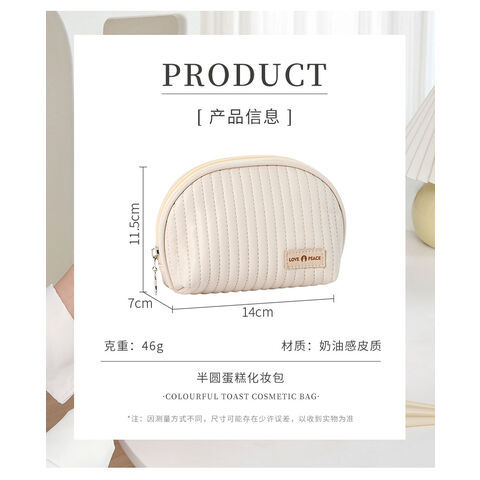 Pequena Bolsa de Maquiagem de Couro PU Listrado, Bolsa de Cosméticos de Viagem Portátil, Necessaire Impermeável com Alça, Bolsa de Maquiagem Bonita
