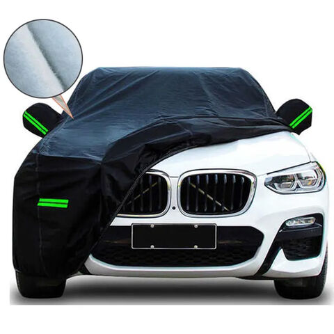 Sarung Mobil Tahan Air OEM dengan Resleting, Pelindung UV Segala Cuaca, Hitam Perak, Sarung Mobil SUV 210D 190T
