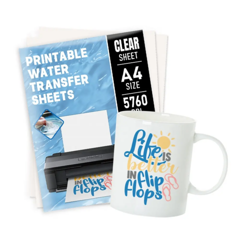 Papel de Transferência de Calor Personalizado, Venda Quente, Base Deslizante Fanyi, Papel de Transferência de Decalque de Água para Jato de Tinta Branco