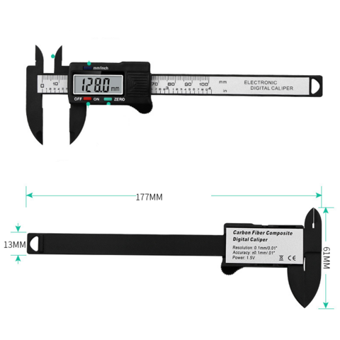 Calibrador Vernier Digital Electrónico de Plástico de Alta Resistencia 0-150mm para Medición de Diámetro Interior y Exterior