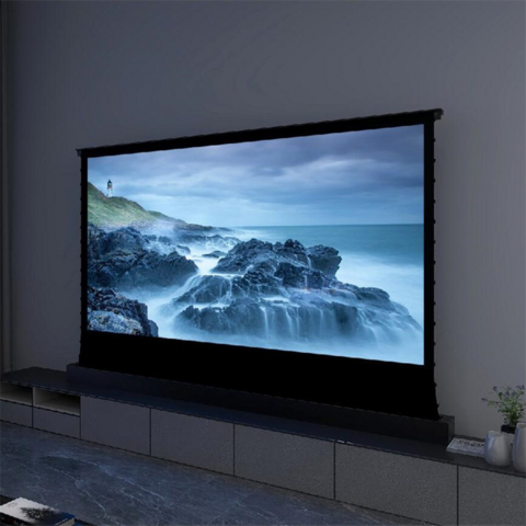 Écrans de projection, Écran de projection électrique au sol anti-lumière pour home cinéma laser 4K