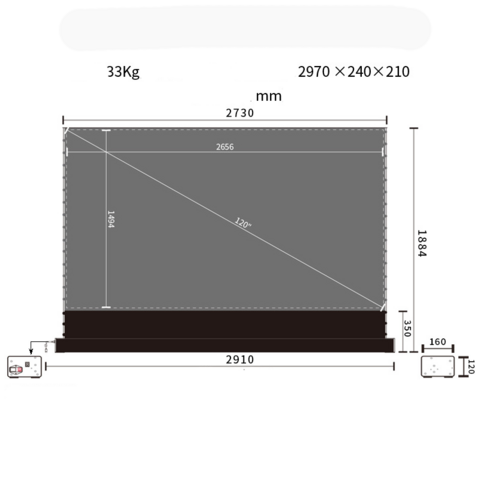 Écrans de projection, Écran de projection électrique au sol anti-lumière pour home cinéma laser 4K