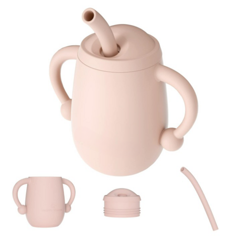 Großhandel 100% Silikon Baby Trainings Becher Unzerbrechlicher Kleinkind Silikonbecher mit Strohhalm