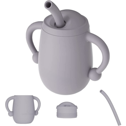 Großhandel 100% Silikon Baby Trainings Becher Unzerbrechlicher Kleinkind Silikonbecher mit Strohhalm