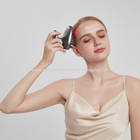 Neuheit RF EMS Mikrostrom Laser Rot- und Blaulicht Vibration IPX5 Abnehmbarer Lotionstank Kopfhautmassagegerät für Haarwachstum
