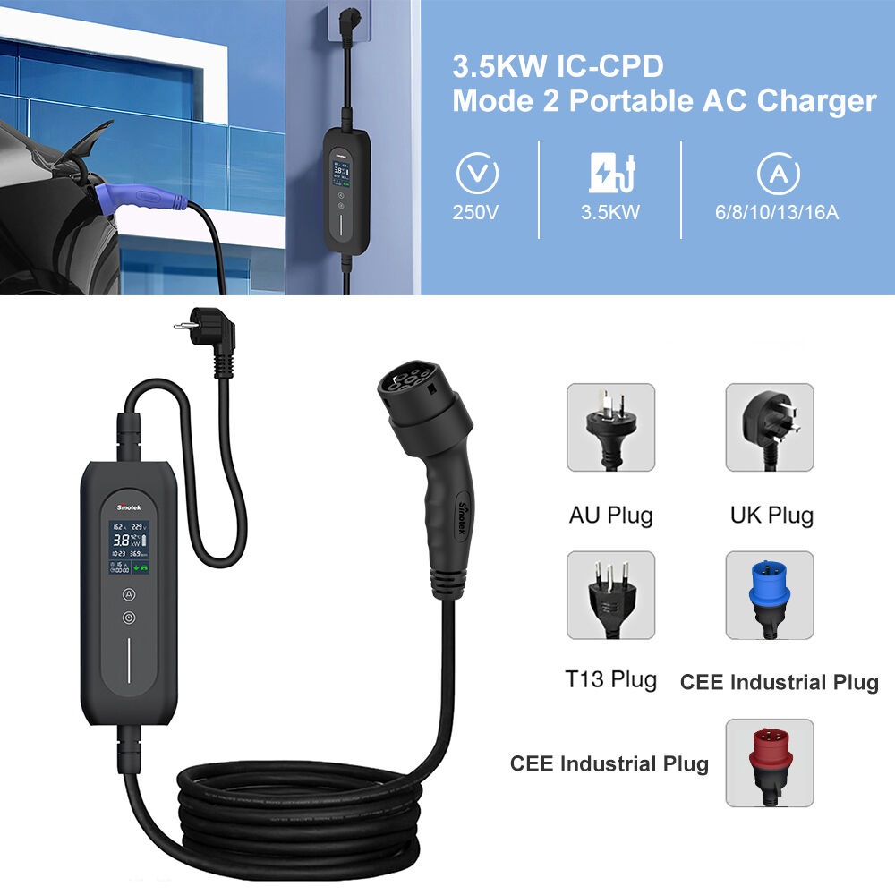 7KW IC-CPD MODE 2 Portable AC EV Charger 250V 32A 1Phase CE
