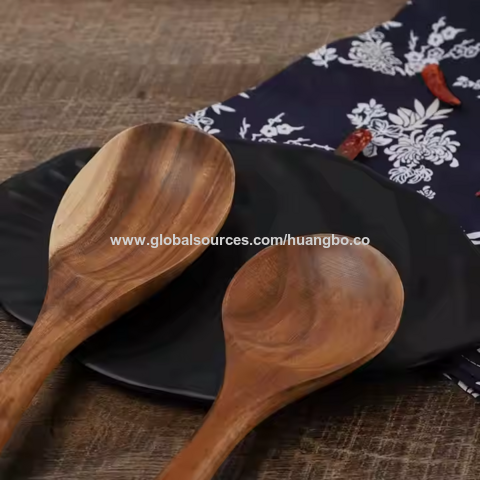 Conjuntos de utensílios de cozinha de madeira de acácia natural baratos e personalizados por atacado: colheres e espátulas com fenda para utensílios de cozinha
